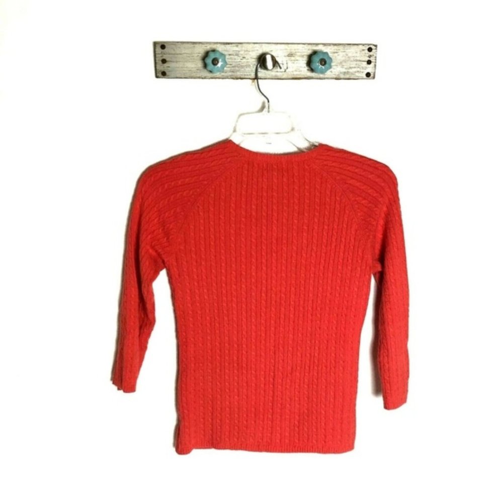 LL Bean S Coral Thin Cable Knit Cardigan Sweater